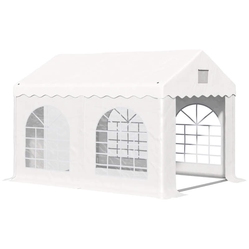 Outsunny 3 x 4 m Marquee Gazebo with Sides, Party Tent Canopy & Carport Shelter for Outdoor Event, Wedding, White