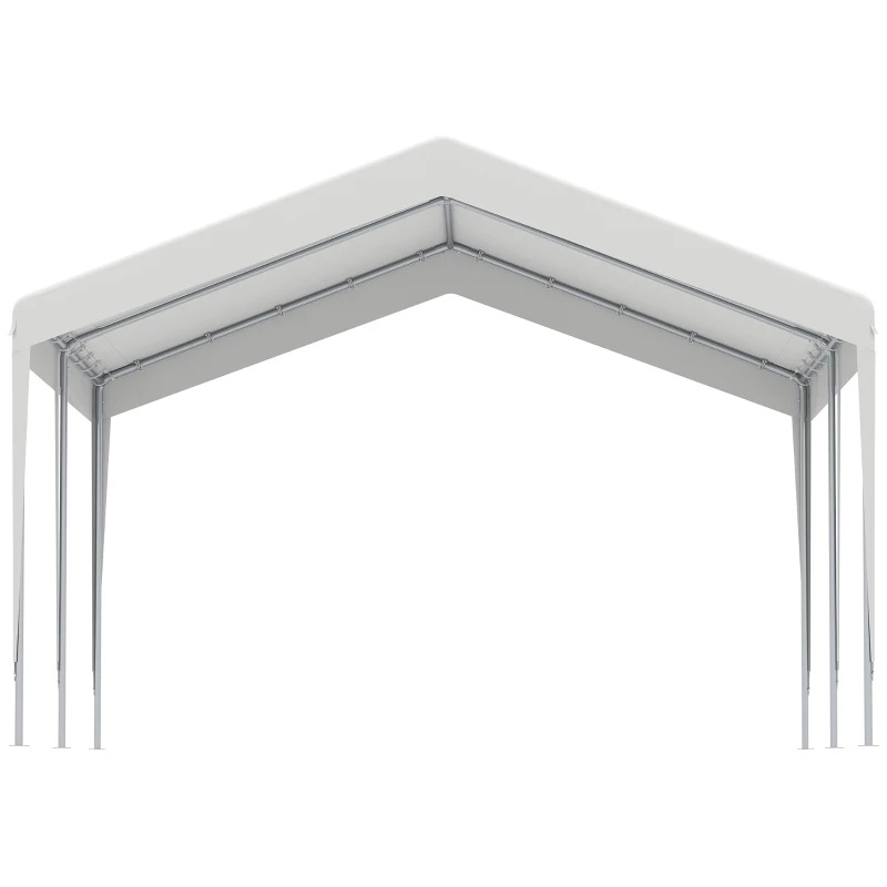 Outsunny Carpa Garaje para Coche 4x4 m Cochera Portátil Impermeable Pabellón Gazebo de Jardín Patio Exterior con Accesorios para Eventos Fiestas Metal Galvanizado Blanco