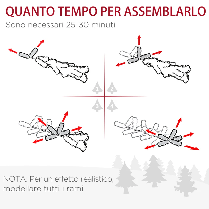 HOMCOM Albero di Natale Slim con 570 Rami, Albero di Natale Innevato Artificiale Alto e Stretto con Base Rimovibile e Pieghevole, Φ53x190cm, Verde