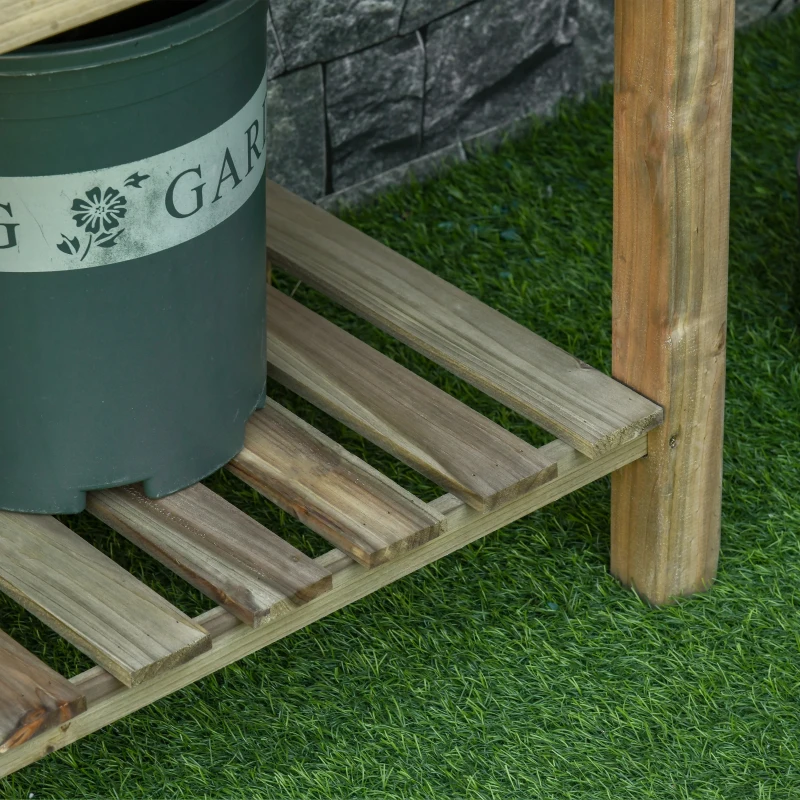 Outsunny Jardinière sur Pieds Potager avec étagère à Lattes dim. 91L x 51l x 76H cm Bois Sapin Autoclave