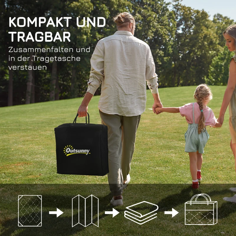 Outsunny Outdoor Wendeteppich, wasserfest, gestreift, 182x274cm, Grau/Creme