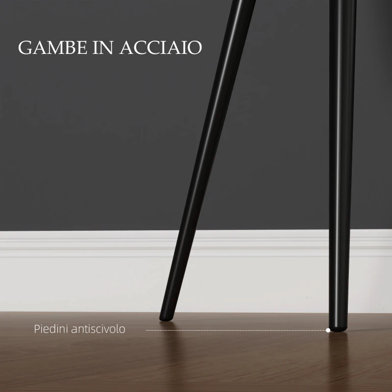 HOMCOM Set 2 Sedie per Sala da Pranzo Moderne con Braccioli, Seduta Imbottita e Gambe in Acciaio, 54x57x80cm, Nero