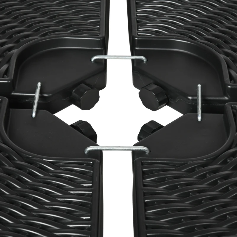 Outsunny Lot de 4 dalles de lestage pour parasol déporté dim. tot. 100L x 100l x 8H cm HDPE aspect rotin noir