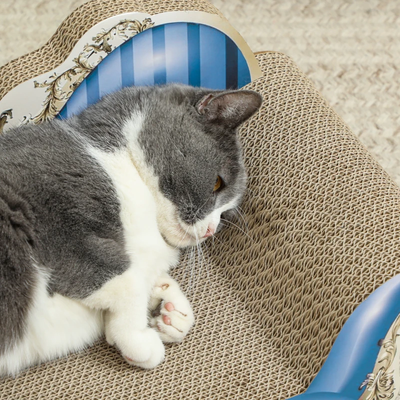 PawHut 2-in-1 Cat Scratching Board with Catnip for Indoor Cats, 26.5 x 57 x 26.5cm, Blue