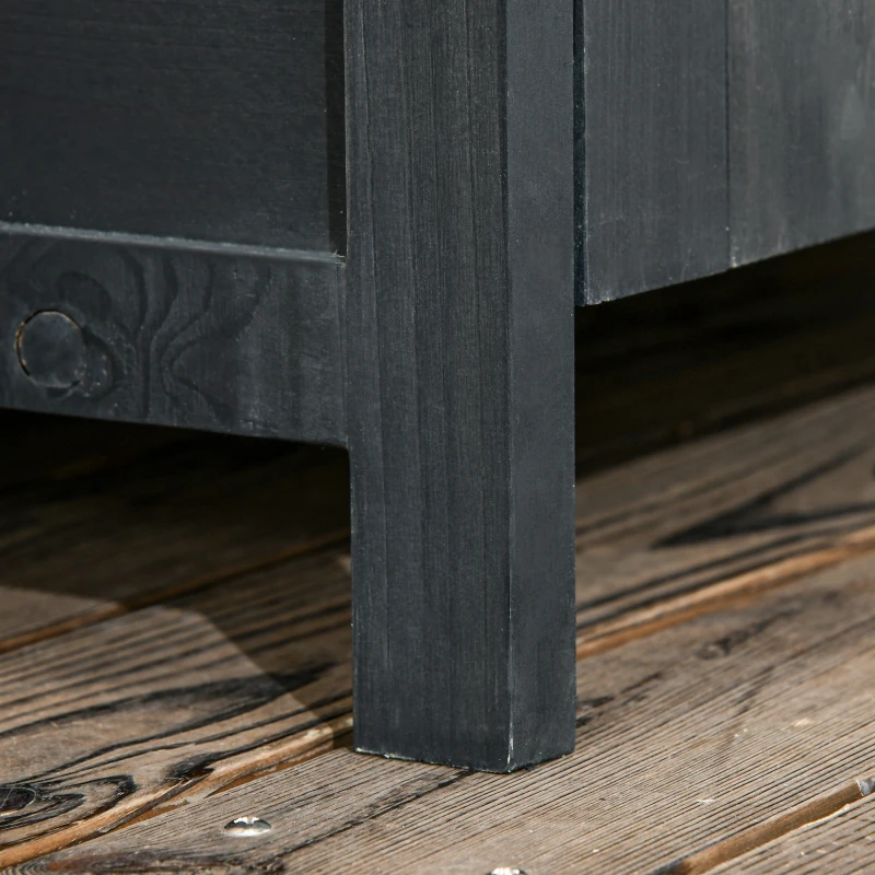 Outsunny Wooden Outdoor Storage Shed, Compact Utility Outdoor Tool Shed with Lockable Double Doors and Shelves, Dark Grey