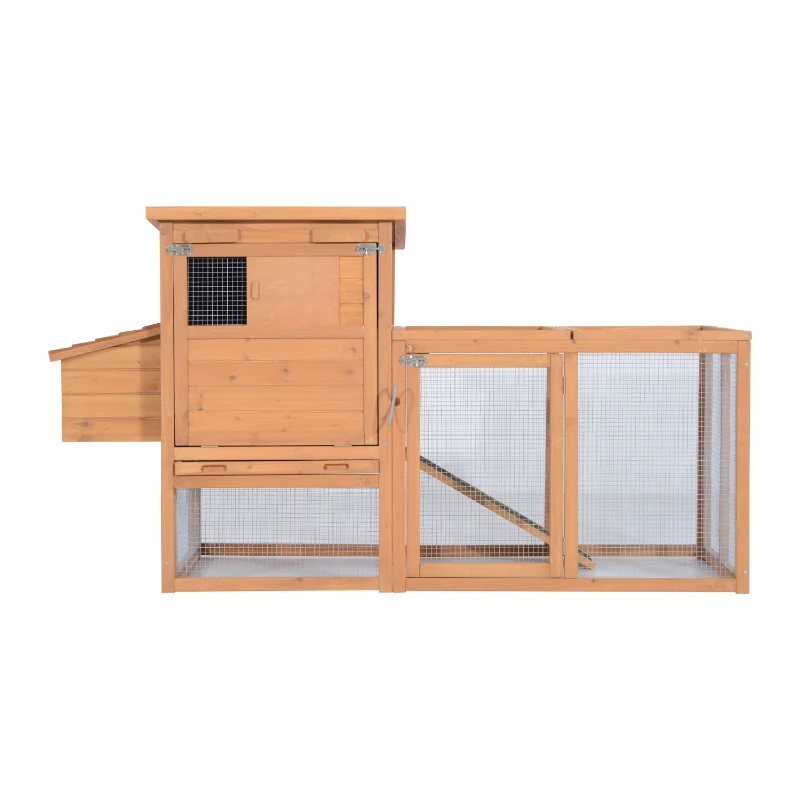 PawHut Pollaio da Giardino Gabbie per Galline da Esterno con Zona di Corsa e Nido in Legno 190×81×103cm
