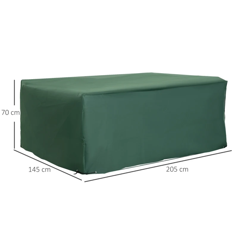 Outsunny Outdoor Garden Furniture Cover Waterproof, Anti-UV 600D Heavy Duty Oxford Fabric Patio Furniture Cover for Rectangular Sofa Table Set, Green, 205 x 145 x 70 cm