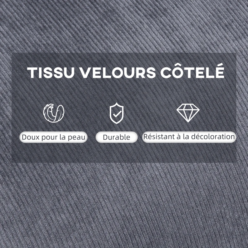 HOMCOM Fauteuil lounge style néo-rétro avec repose-pied - dossier inclinable - accoudoirs bois hévéa revêtement velours