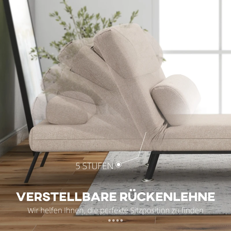 HOMCOM Klappsessel mit Bettfunktion, klappbarer Relaxsessel in Leinenoptik, Verstellbare Rückenlehne, 75 x 70 x 75 cm, Beige(m-4)