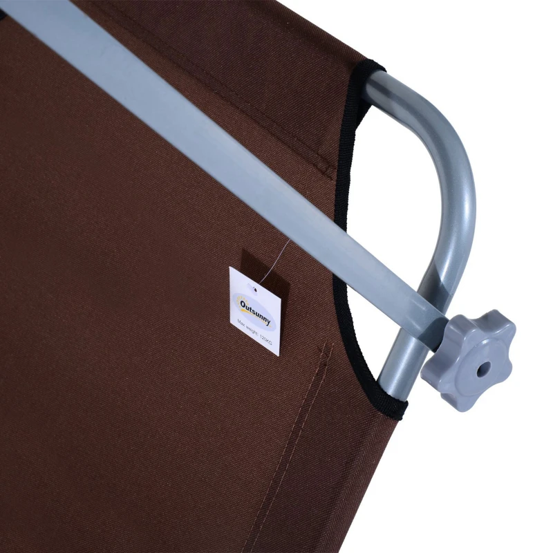 Outsunny Conjunto de 2 Tumbonas Plegables con Toldo Desmontable Respaldo Ajustable en 5 Niveles 187x58x36 cm Marrón