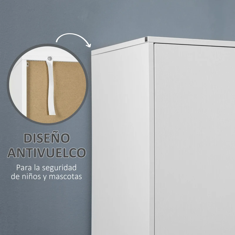 HOMCOM Armario de Ropa con 2 Puertas 2 Cajones y 1 Barra para Colgar Estilo Moderno para Dormitorio 80x50x180 cm Blanco y Roble