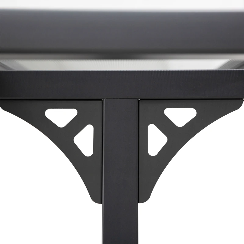 Outsunny Pergola Addossata da Giardino 4.4x3m Regolabile in Policarbonato e Alluminio, Grigio