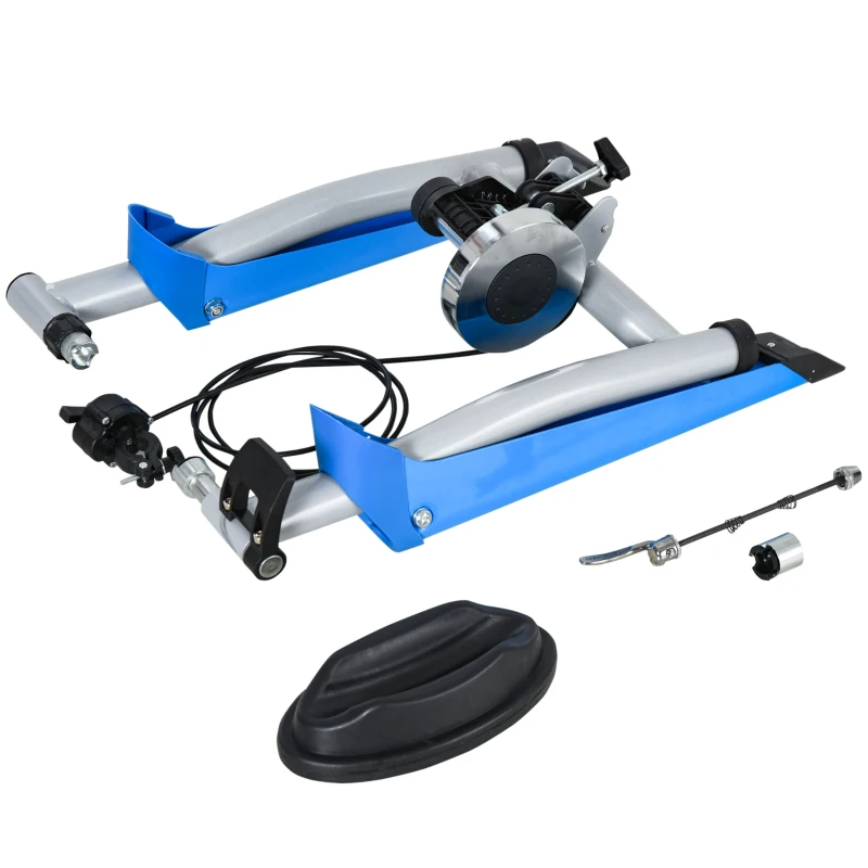 HOMCOM Rollentrainer, Radtrainer, 8 Widerstandsstufen, klappbar, für 26-29'', blau, 77 x 56 x 47,5 cm