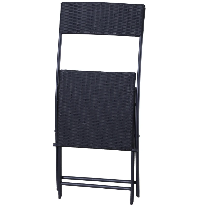 Outsunny Polyrattan Bistroset für 2 Personen Sitzgruppe Rattan Gartenmöbel Set Garnitur Schwarz