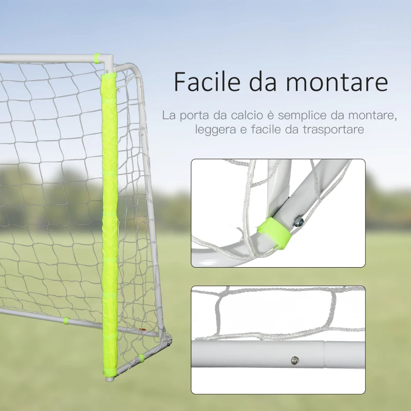 HOMCOM Porta da Calcio da Esterno in Metallo con Bersaglio e Pali in Tessuto Oxford, 186x62x123 cm, Gialla