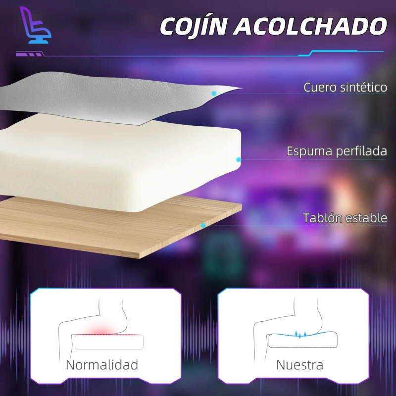 HOMCOM Silla Gamer Reclinable con Altura Ajustable Reposapiés Retráctil Soporte Lumbar y Reposacabezas Gris Claro y Blanco