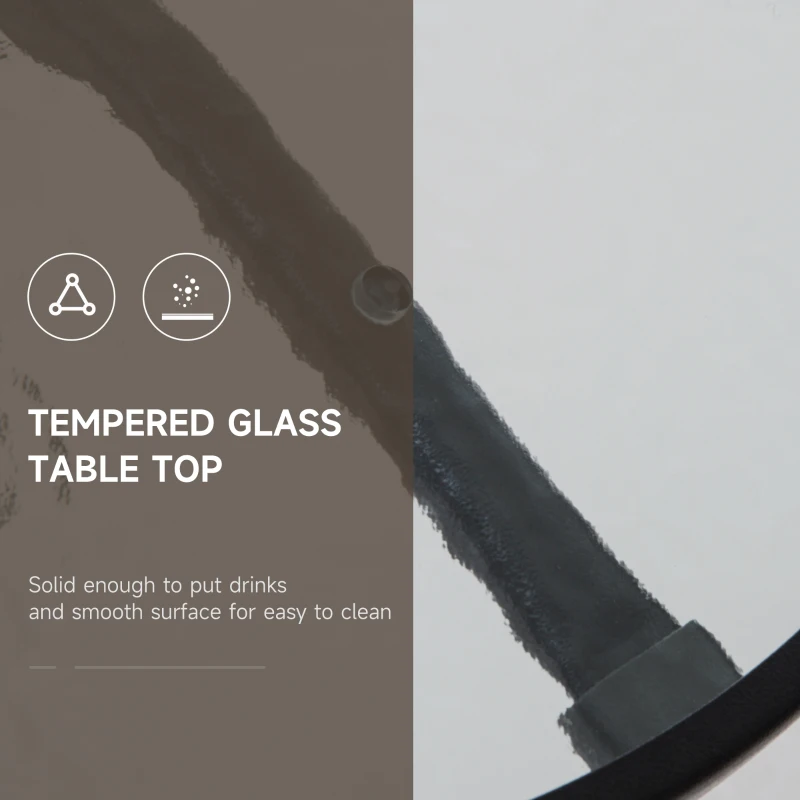 Outsunny 3 Piece Outdoor Bistro Set, Patio Conversation Furniture Set with 2 Folding Backrest Adjustable Armchairs and Glass Top Coffee Table, Brown