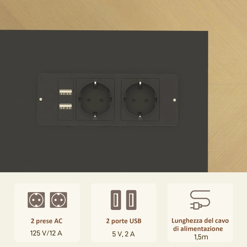 HOMCOM Mobile per Stampante con 3 Cassetti, 2 Ripiani Aperti e Foro Passacavi, in MDF, 80x40x65.5 cm, Marrone e Nero