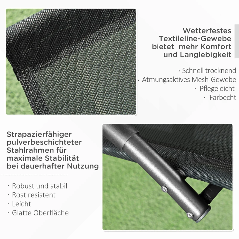 Outsunny Schaukelstuhl Gartenstuhl Liegestuhl, inkl. Kopfstütze, 155 cm x 61cm x 88 cm, Schwarz