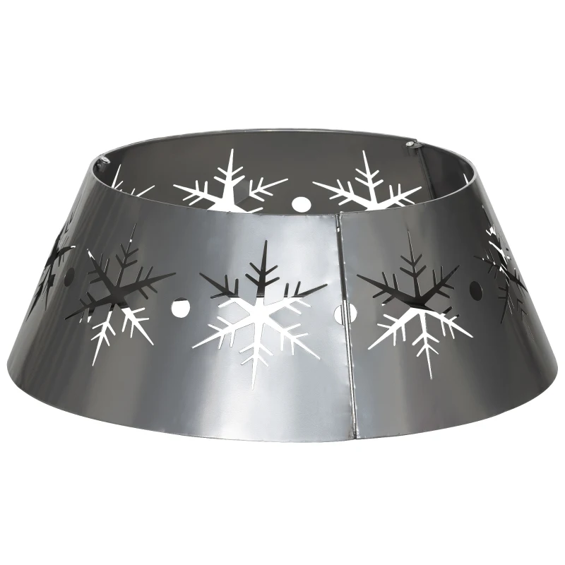 HOMCOM Christmas Tree Collar, 66cm Christmas Tree Base Cover with Hollow Snowflake Patterns, Xmas Decoration for Party, Holiday, Home, Silver