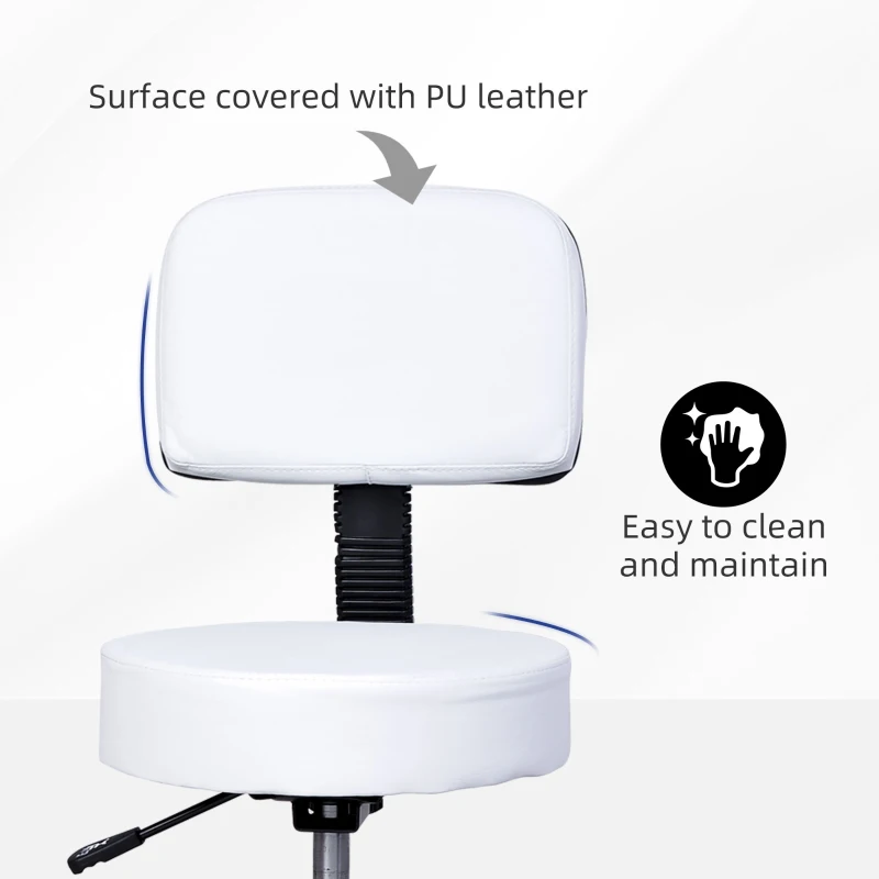 HOMCOM Massage Beauty Salon Spa Chair Stool Swivel Gas Lift Manicure Tattoo Stools Chair White