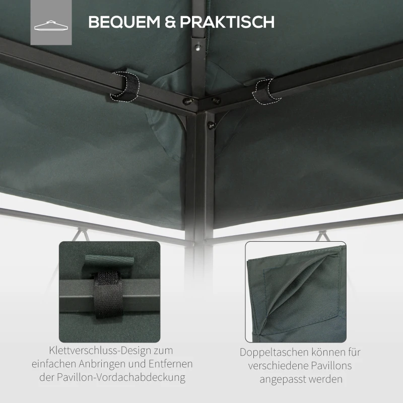 Outsunny Ersatzdach für Metallpavillon 3x4m wasserabweisend Pavillondach mit Doppeldach, Ersatzbezug für Gartenpavillon Partyzelt Gartenzelt Polyester Kohlegrau
