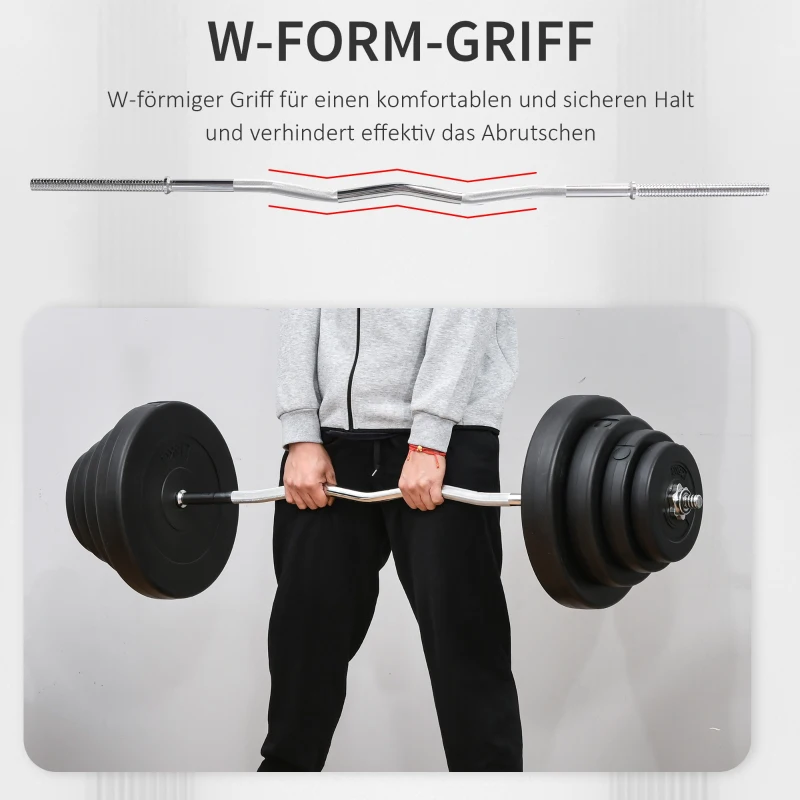 HOMCOM Langhantel Set Kurzhantel einstellbar mit W-förmigen Griffe für Krafttraining 70 kg Metall Schwarz