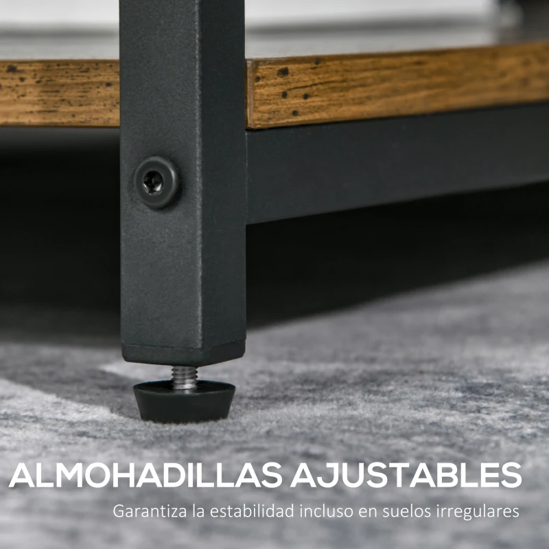 HOMCOM Mesa de Centro Mesa de Café con 2 Estantes para Salón Dormitorio Comedor Carga 30 kg 80x80x45 cm Marrón Rústico