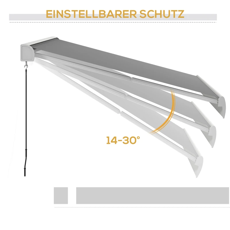 Outsunny Markise, elektrisch/manuell ausfahrbar, Vollkassette, Fernbedienung, Aluminiumrahmen, 3 x 2,5 m, Hellgrau