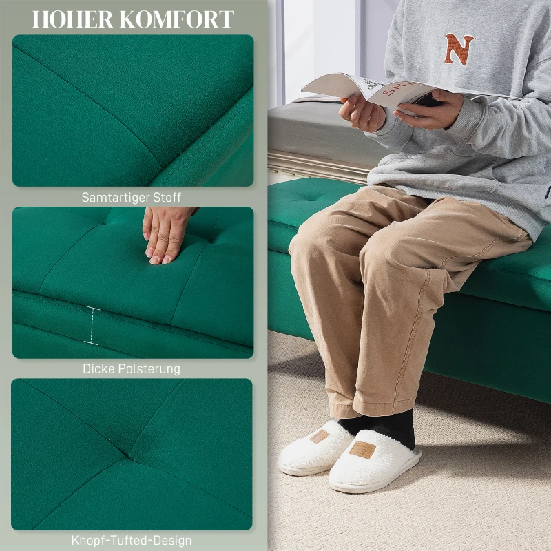 HOMCOM Sitzbank mit Stauraum, belastbar bis 120kg, 120x44x44,5cm, Grün