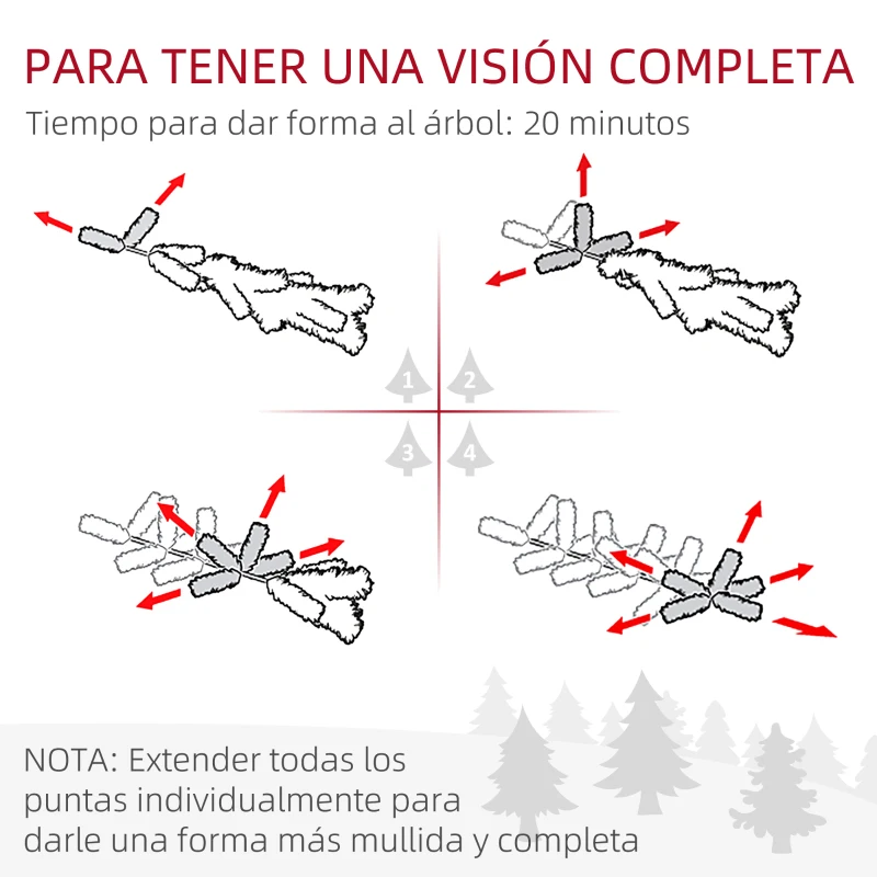 HOMCOM Árbol de Navidad 152 cm Árbol de Navidad Artificial con 354 Ramas y Patas de Metal para Interior Verde