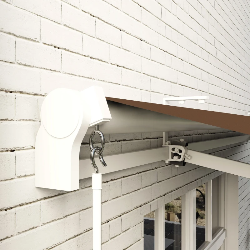 Outsunny Tenda da Sole per Esterno Avvolgibile a Manovella in Metallo e Alluminio, 4x2.5m, Rosso Ruggine