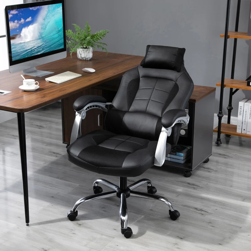 HOMCOM Fauteuil chaise de bureau manager grand confort hauteur/inclinaison dossier réglable noir