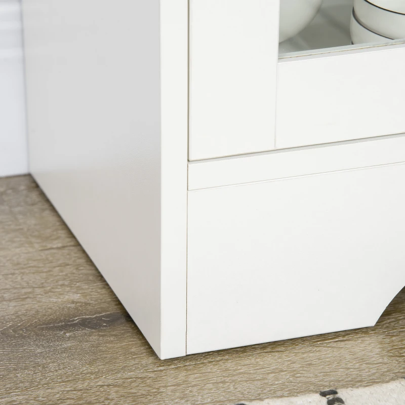 HOMCOM Aparador de Cocina Moderno con Puerta de Vidrio Mueble Auxiliar de Almacenaje para Comedor 80x30x82 cm Blanco(m-9)