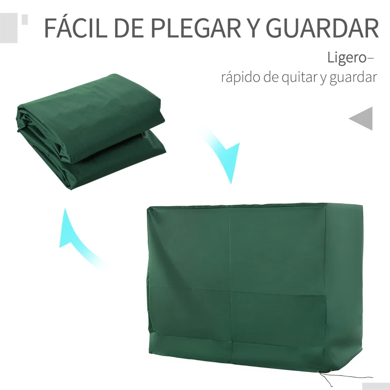 Outsunny Funda Balancín Jardín Cubierta de Columpio con Cordones Ajustables Impermeable Anti-UV 240x133x185 cm Verde