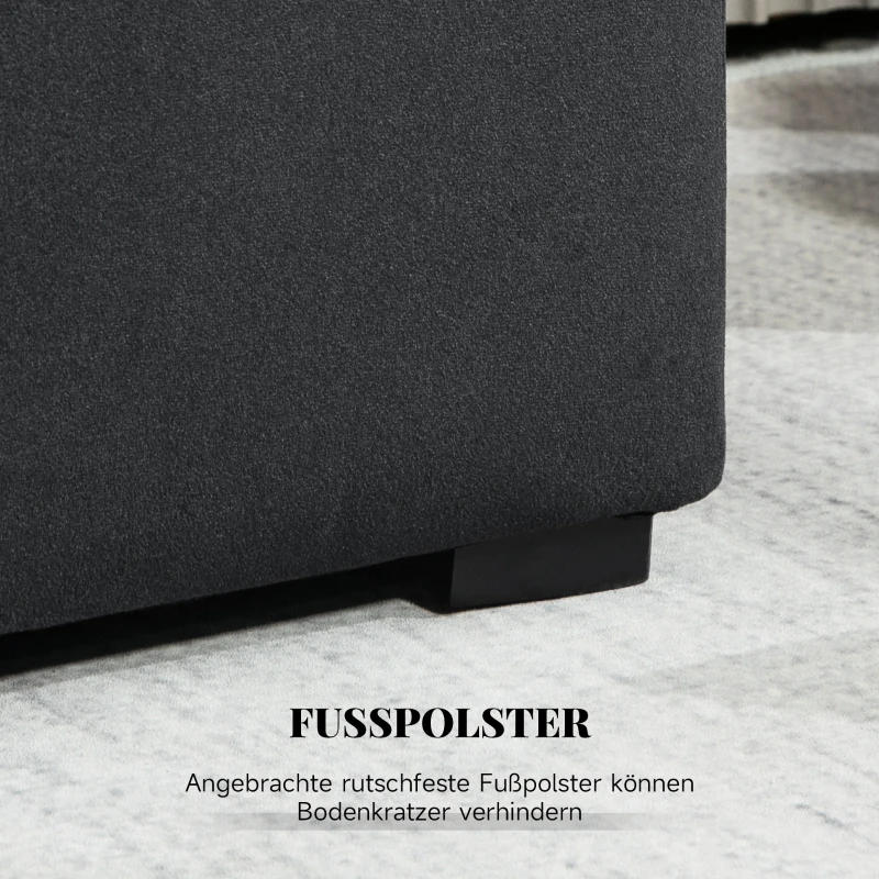 HOMCOM 3-teiliges Möbel-Set mit Stauraum, 2 x Sitzhocker, Polster-Sitztruhe, belastbar bis 130 kg, 75 x 40 x 42 cm, Dunkelgrau