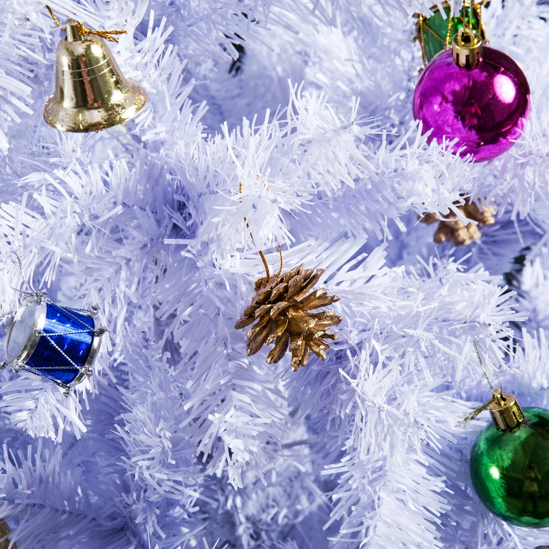 HOMCOM Árbol de Navidad Artificial 150 cm con 680 Ramas de PVC 48 Decoraciones Incluidas Ø85x150 Blanco