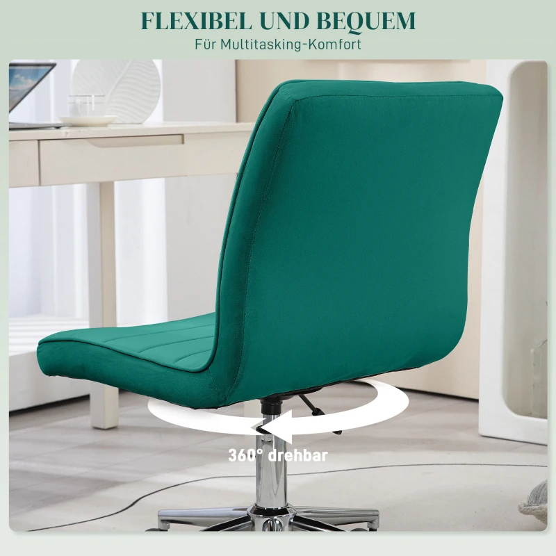 HOMCOM Bürostuhl Office-Stuhl Schreibtischstuhl, höhenverstellbar, Samtoptik, 51 cm x 64 cm x 78-88 cm, Grün