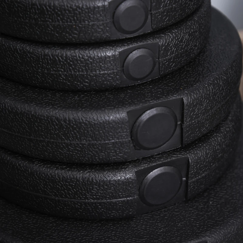 HOMCOM Juego de Mancuernas Pesas de Fitness Total 40 kg 4x5 kg 4x2,5 kg 4x1,5 kg Ajustable Profesionales Gimnasio Doméstico y Musculación con 2 Barras Ø25x450 mm Acero y Discos