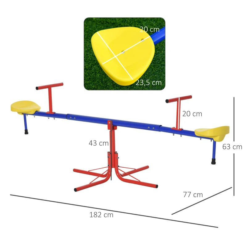 Outsunny Kinderwippe, Outdoor Kinderwippe, 360° drehbare Wippe Karussellwippe Metall Mehrfarbig