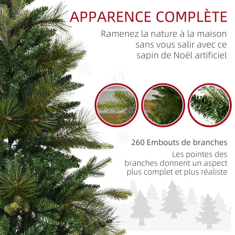HOMCOM Sapin arbre de Noël artificiel 120 cm 260 branches + support pied vert