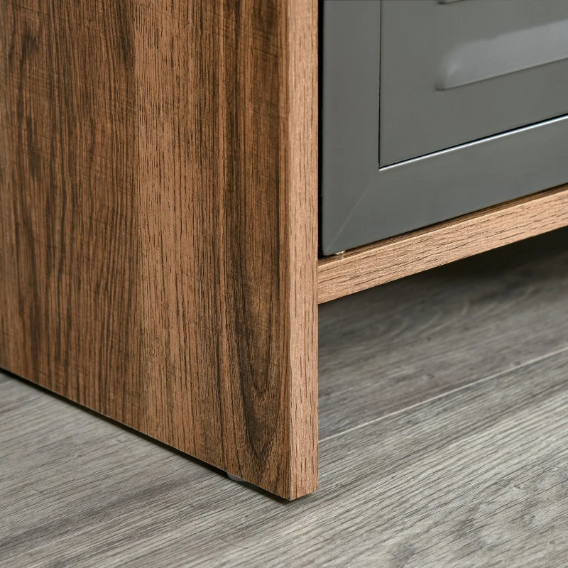 HOMCOM Mobile Porta TV Design Moderno in Stile Industriale, Mobile Basso per TV fino 42" con 2 Cassetti e 2 Ripiani in Legno, Marrone