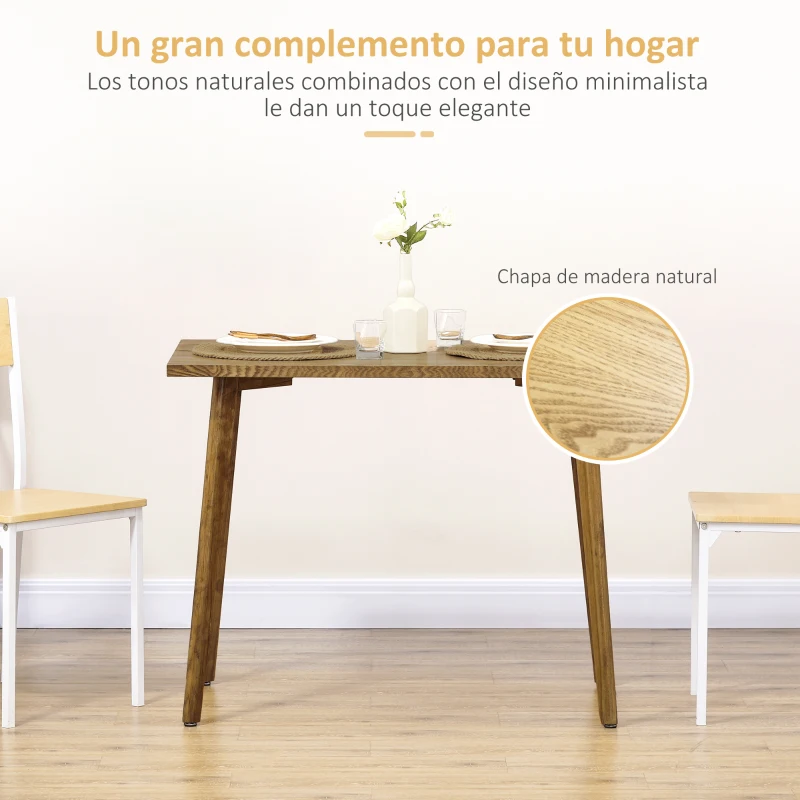 HOMCOM Mesa de Comedor Rectangular Mesa para Salón con Patas de Madera de Pino 98x60x76,5 cm Natural