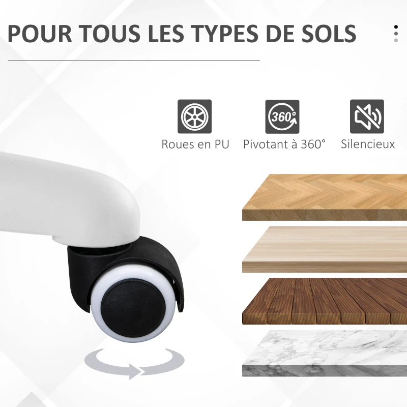 Vinsetto Chaise de bureau tissu lin hauteur réglable pivotante 360° accoudoirs relevables support lombaires réglable rose