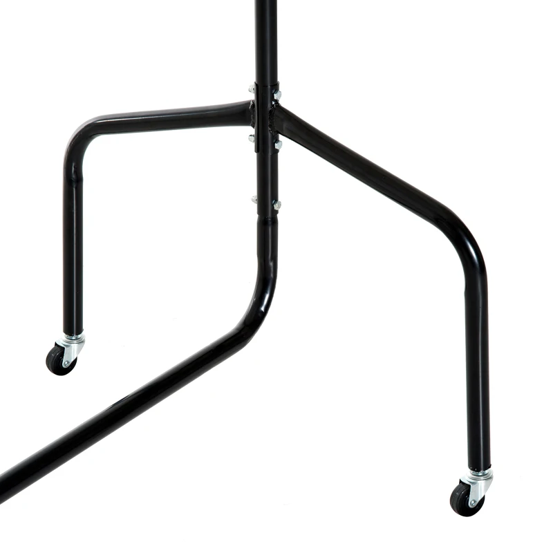 HOMCOM Rella Appendiabiti Attaccapanni in Metallo, Stand per Vestiti con Rotelle, Nero, 150x60x170cm