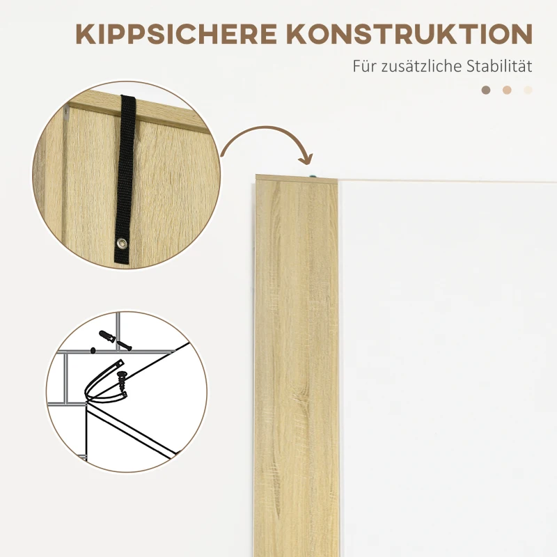 kleankin Badezimmerschrank mit 2 Schränken und 2 Regalen, Mehrzweckschrank, Hochschrank 60 cm x 33,5 x 183 cm, Weiß + Natur