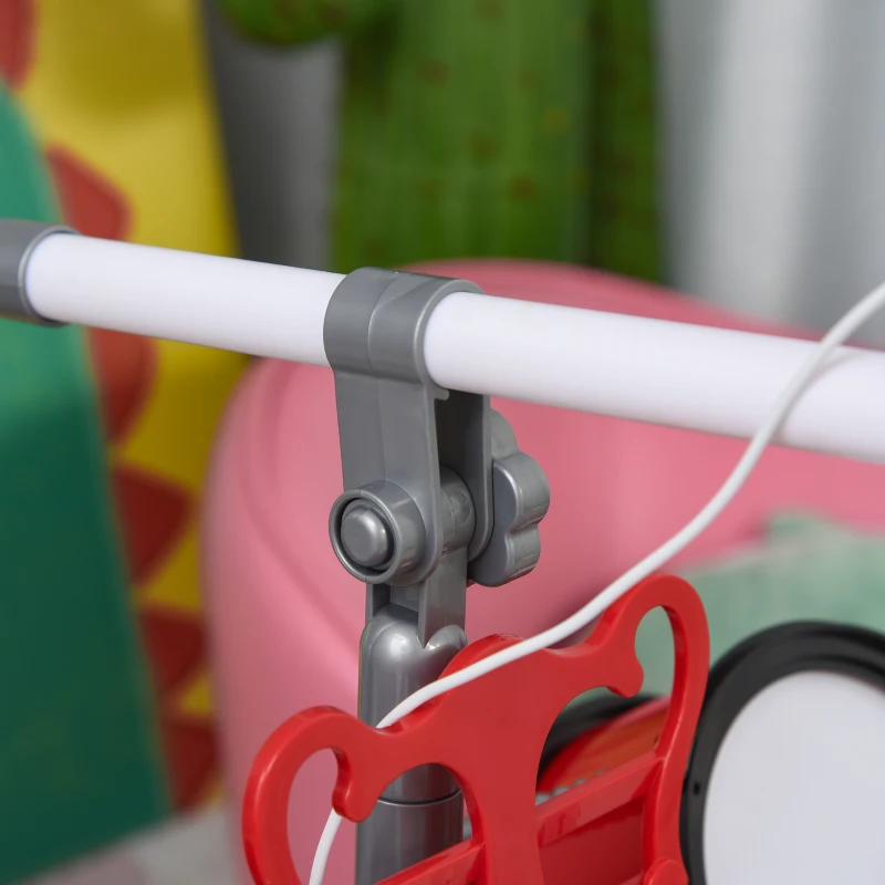 HOMCOM Batería Infantil con Taburete, Jazz Batería Infantil con 4 Tambores, Micrófono, Platos, Baquetas Teclado, Instrumento Musical para Niños +3 Años, Rojo