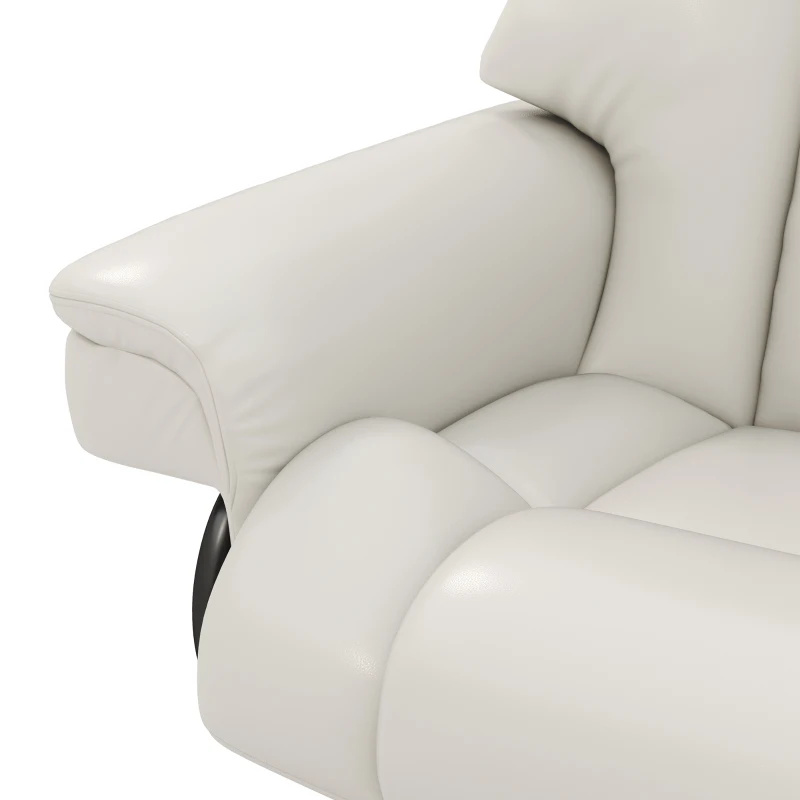 HOMCOM Relaxsessel mit Massagefunktion und Fußhocker, Liegesessel, Kunstleder, 79 x 82 x 101 cm, Cremeweiß(m-8)