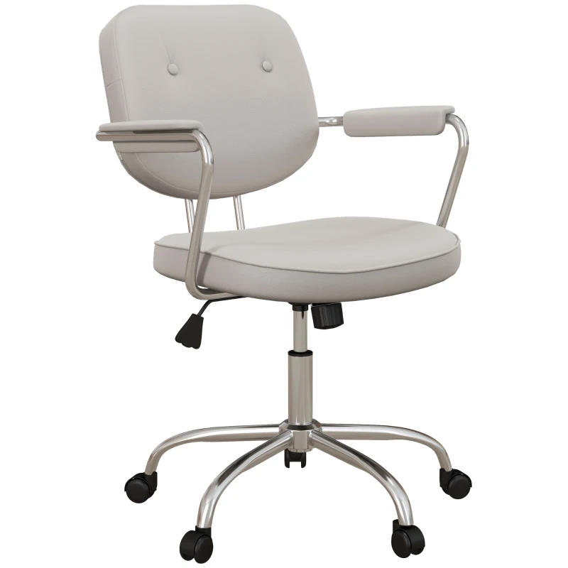 Vinsetto Bürostuhl Schreibtischstuhl, höhenverstellbar, Neigungsfunktion, 60 cm x 60 cm x 92 cm, Creme