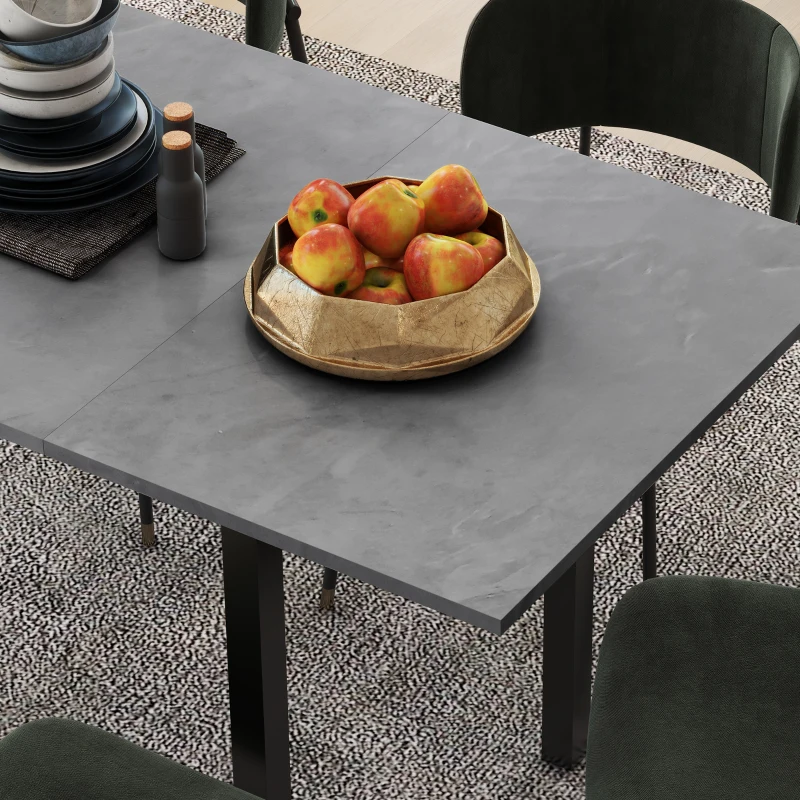HOMCOM Esszimmertisch, Küchentisch, erweiterbar, für 6 Personen, 160x70, Dunkelgrau(m-7)